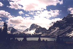 glacial lake, sunset